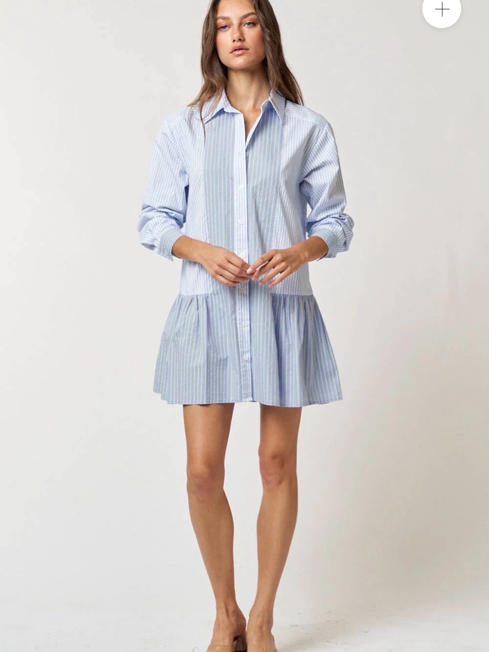 Striped Light Blue Shirt Mini Dress